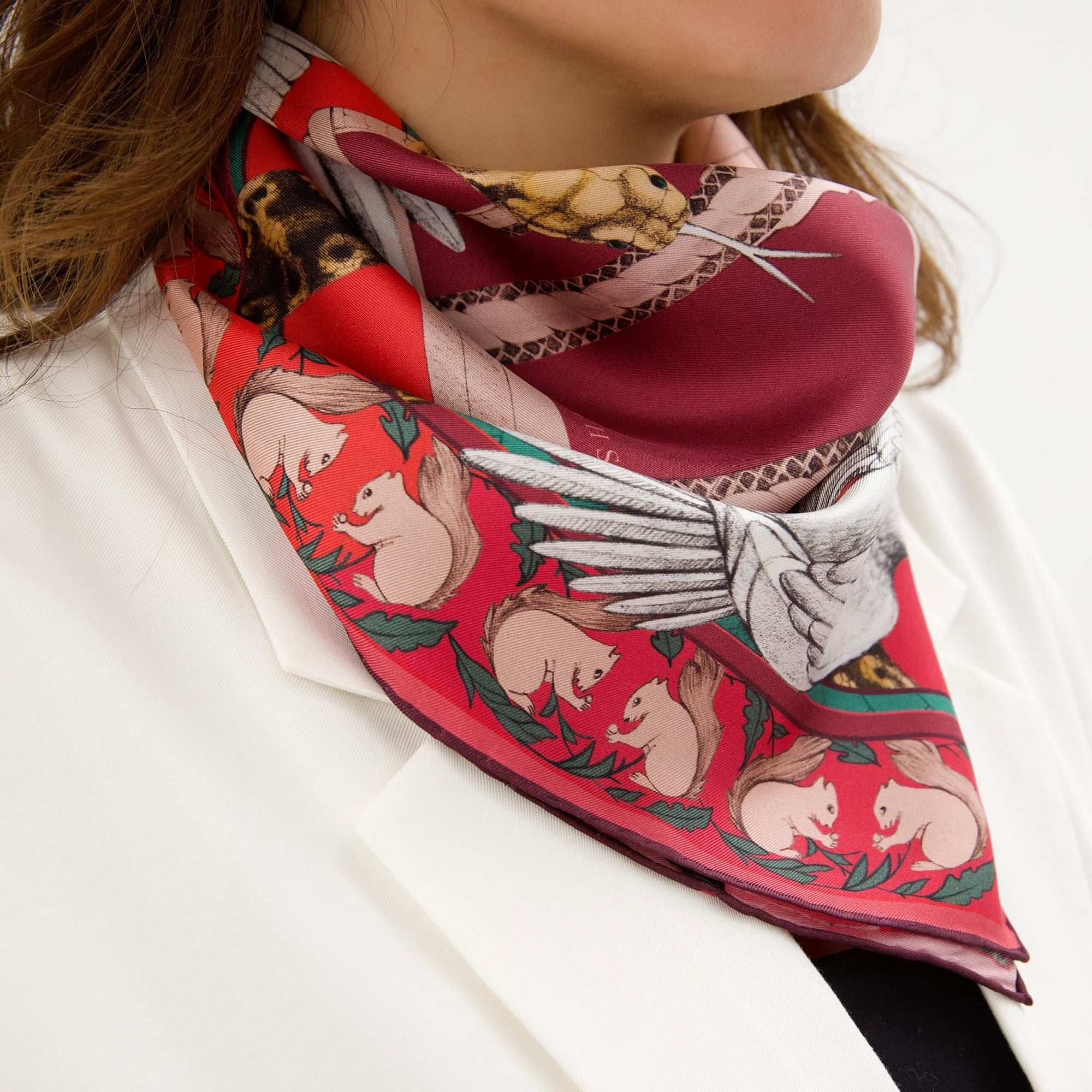 Miniature Palace / Kuşlar & Köşk Galibarda İpek Twill 53 cm Bandana Fular