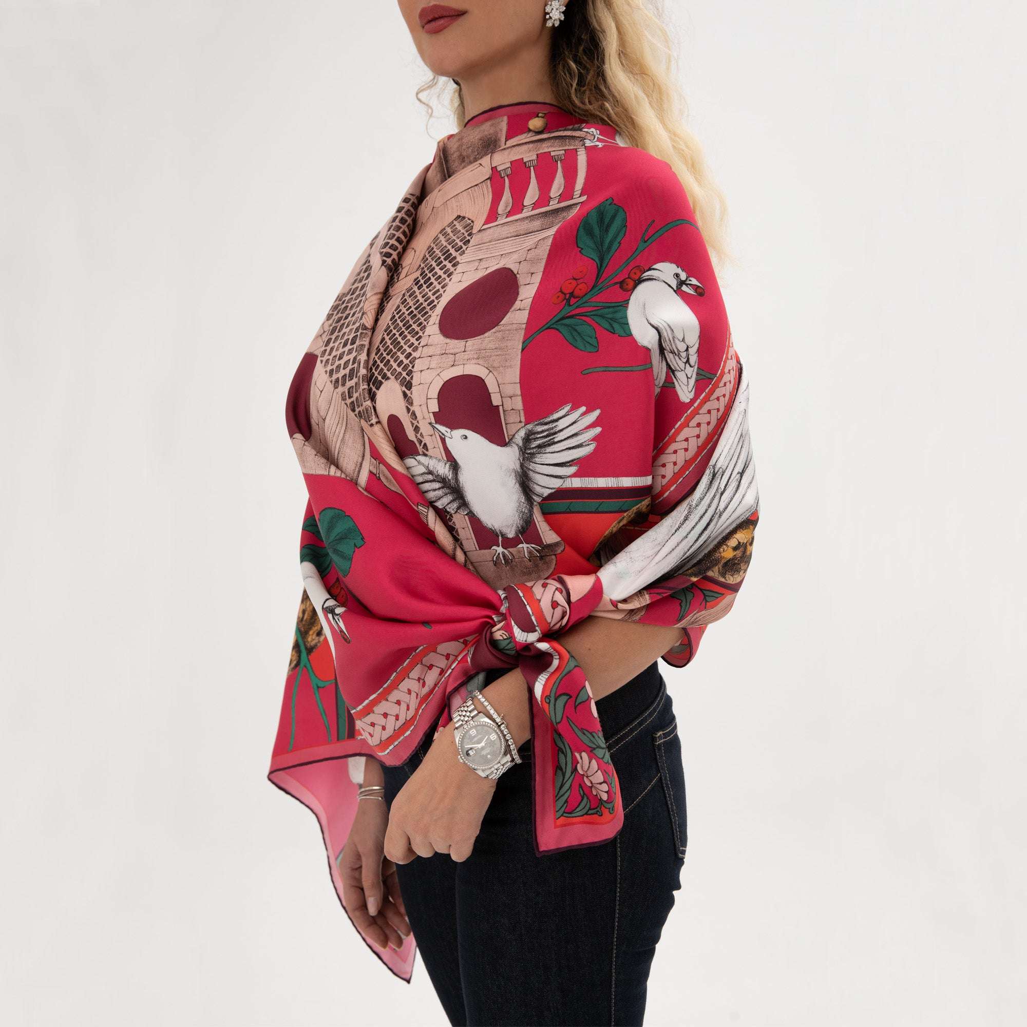 Miniature Palace / Kuşlar & Köşk Galibarda İpek Twill 90 cm Eşarp