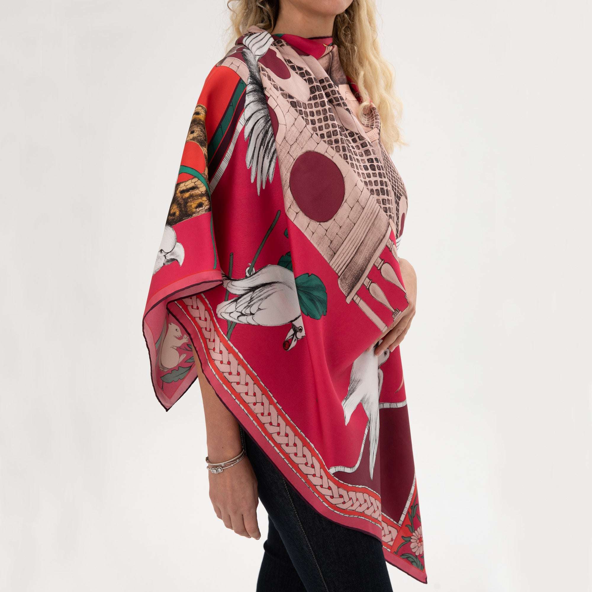 Miniature Palace / Kuşlar & Köşk Galibarda İpek Twill 135 cm Şal