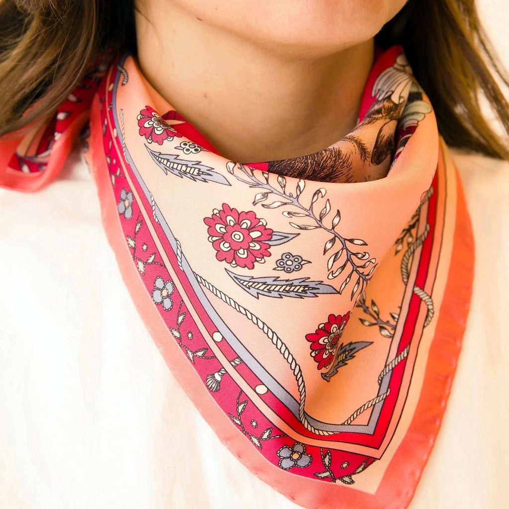 Healer Time / Tavşan & Güvercinler Tozpembe İpek Twill 53 cm Bandana Fular