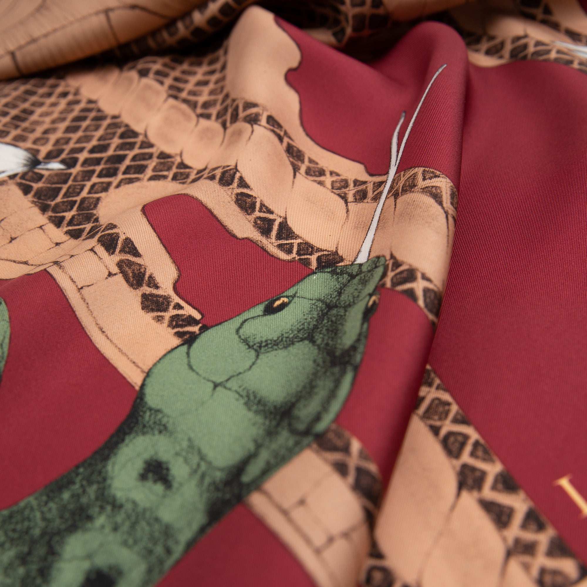 Miniature Palace / Kuşlar & Köşk Bordo İpek Twill 135 cm Şal