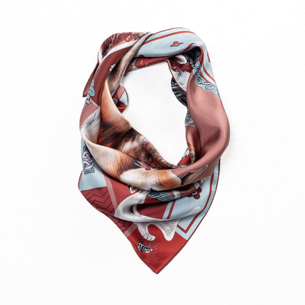 Seer / Geyik & Karga Dut Kırmızı İpek Twill 90 Cm Eşarp