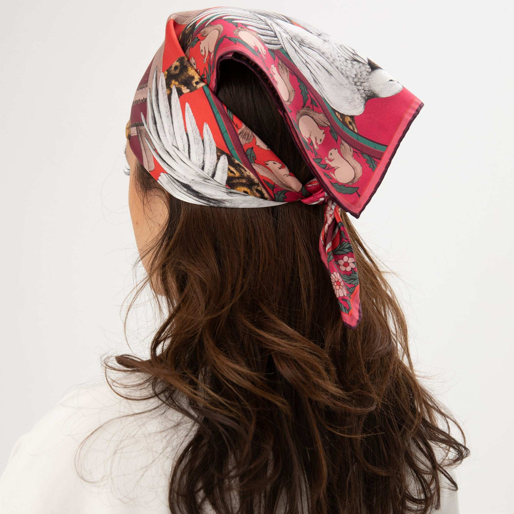 Miniature Palace / Kuşlar & Köşk Galibarda İpek Twill 53 cm Bandana Fular