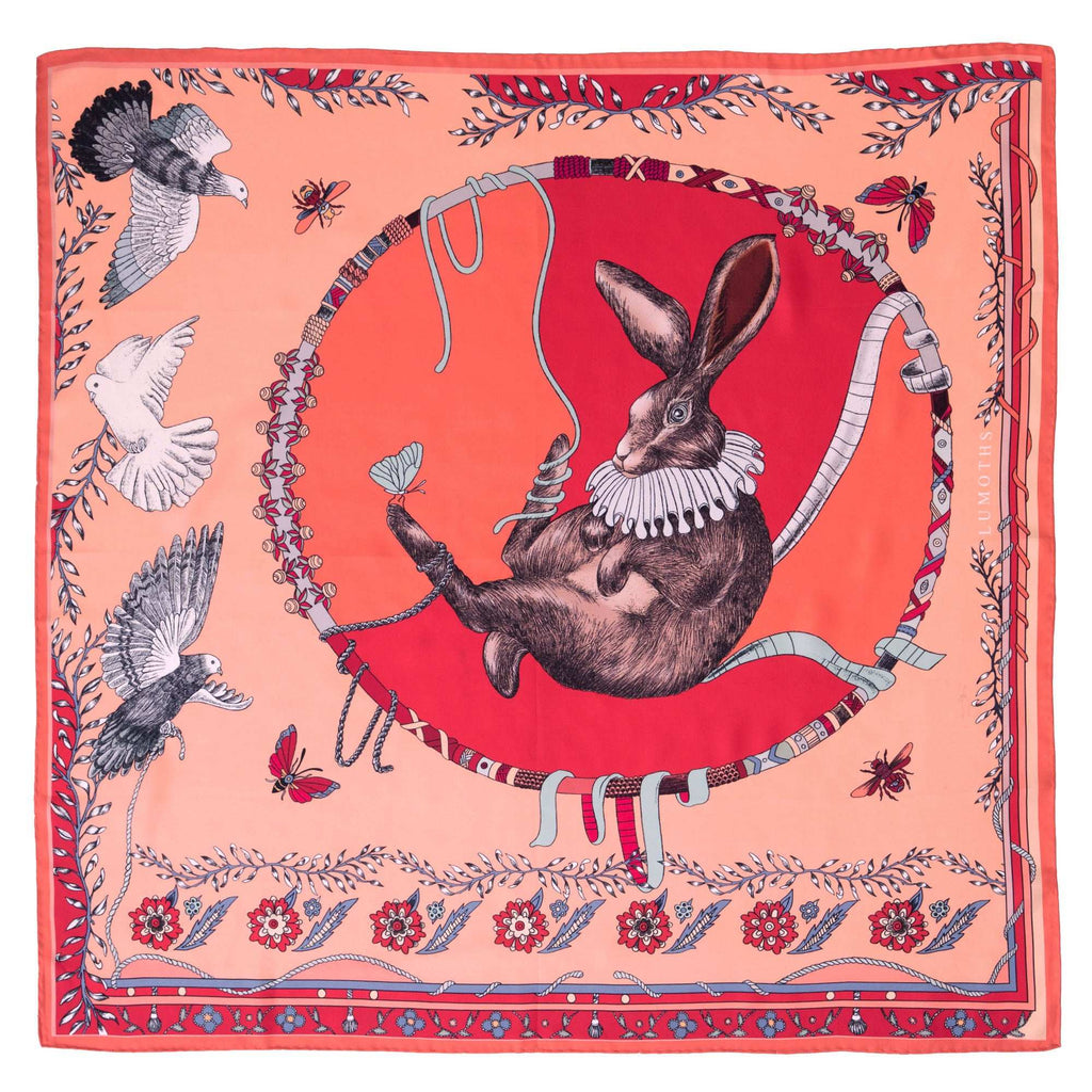 Healer Time / Tavşan & Güvercinler Tozpembe İpek Twill 135 cm Şal