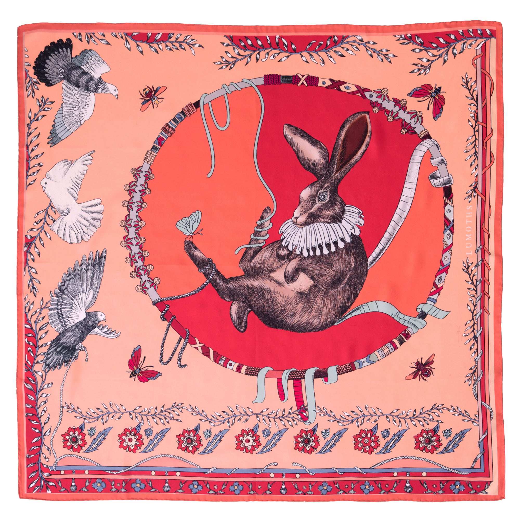 Healer Time / Tavşan & Güvercinler Tozpembe İpek Twill 135 cm Şal