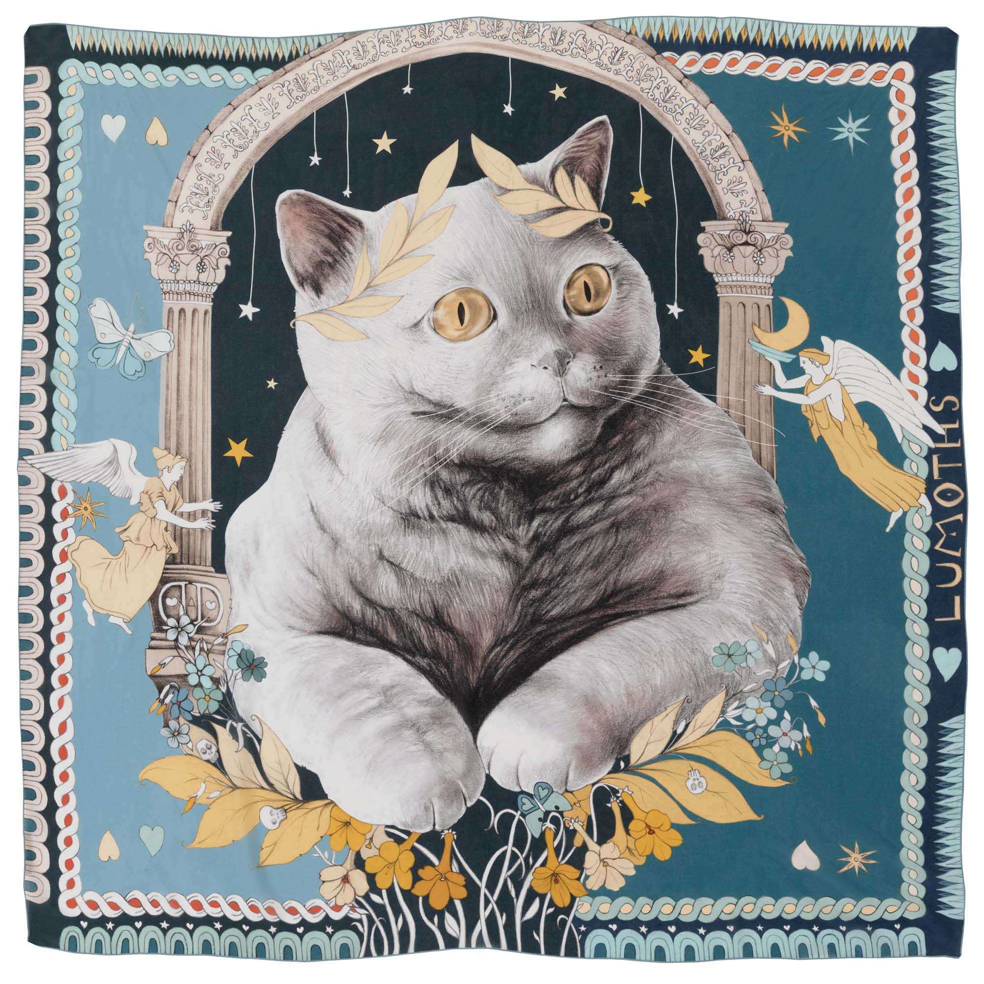 Duchess / Cat &amp; Angels Petrol Blue Silk Crepe 135 cm Shawl-Pareo 8.250,00 TL