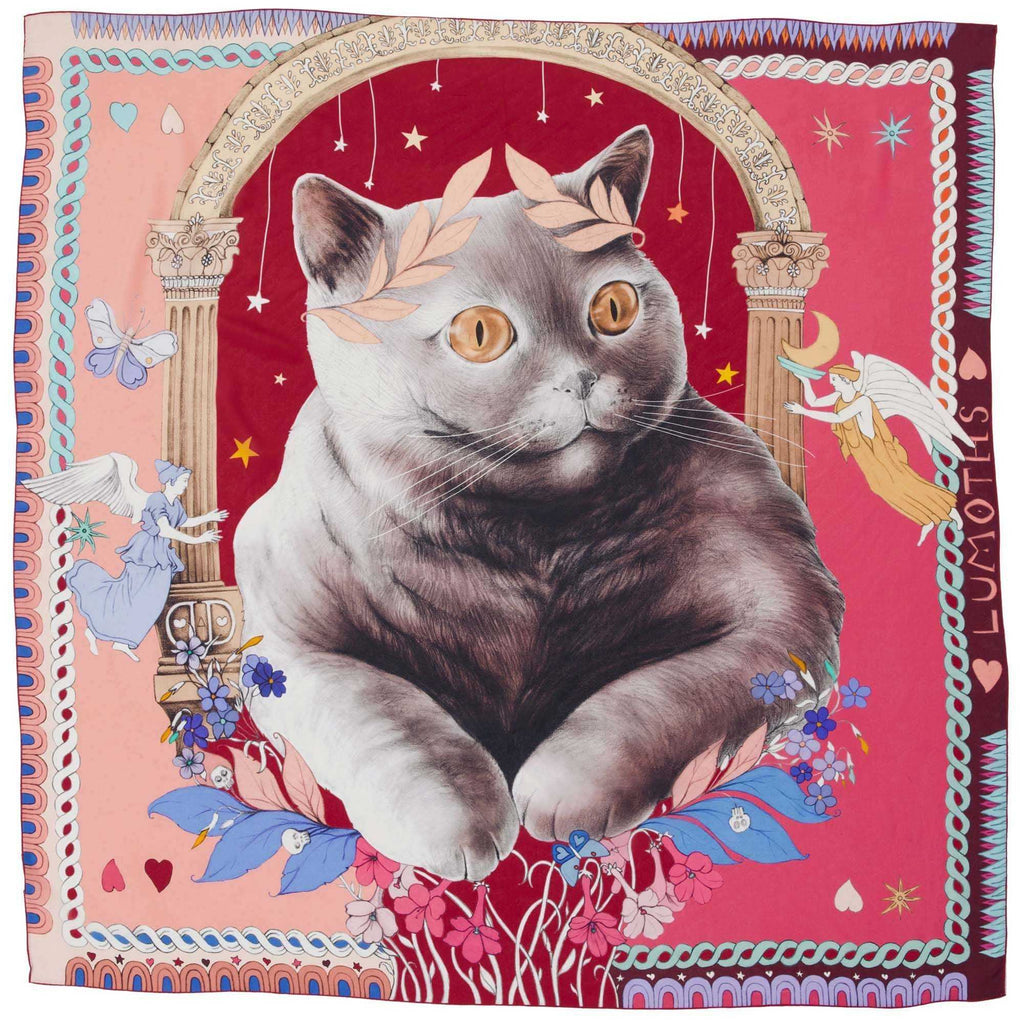 Duchess / Kedi & Melekler Vişne Çürüğü İpek Krep 53 cm Bandana Fular