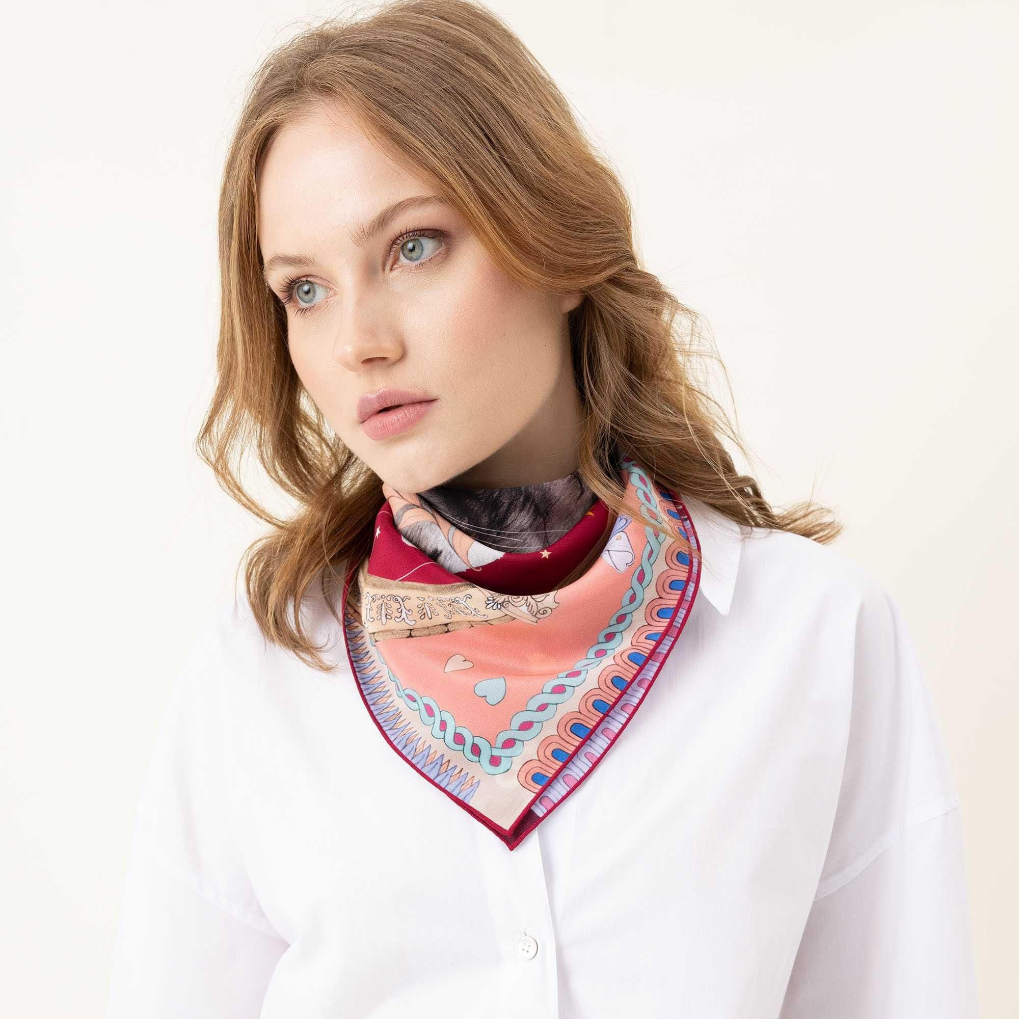 Duchess / Cats &amp; Angels Cherry Brown Silk Crepe 53 cm Bandana