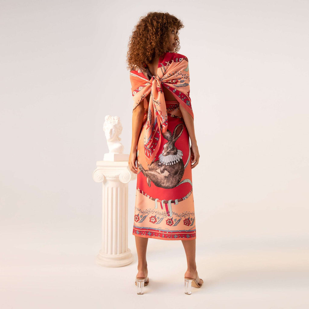 Healer Time / Tavşan & Güvercin Tozpembe İpek Krep 135 cm Şal