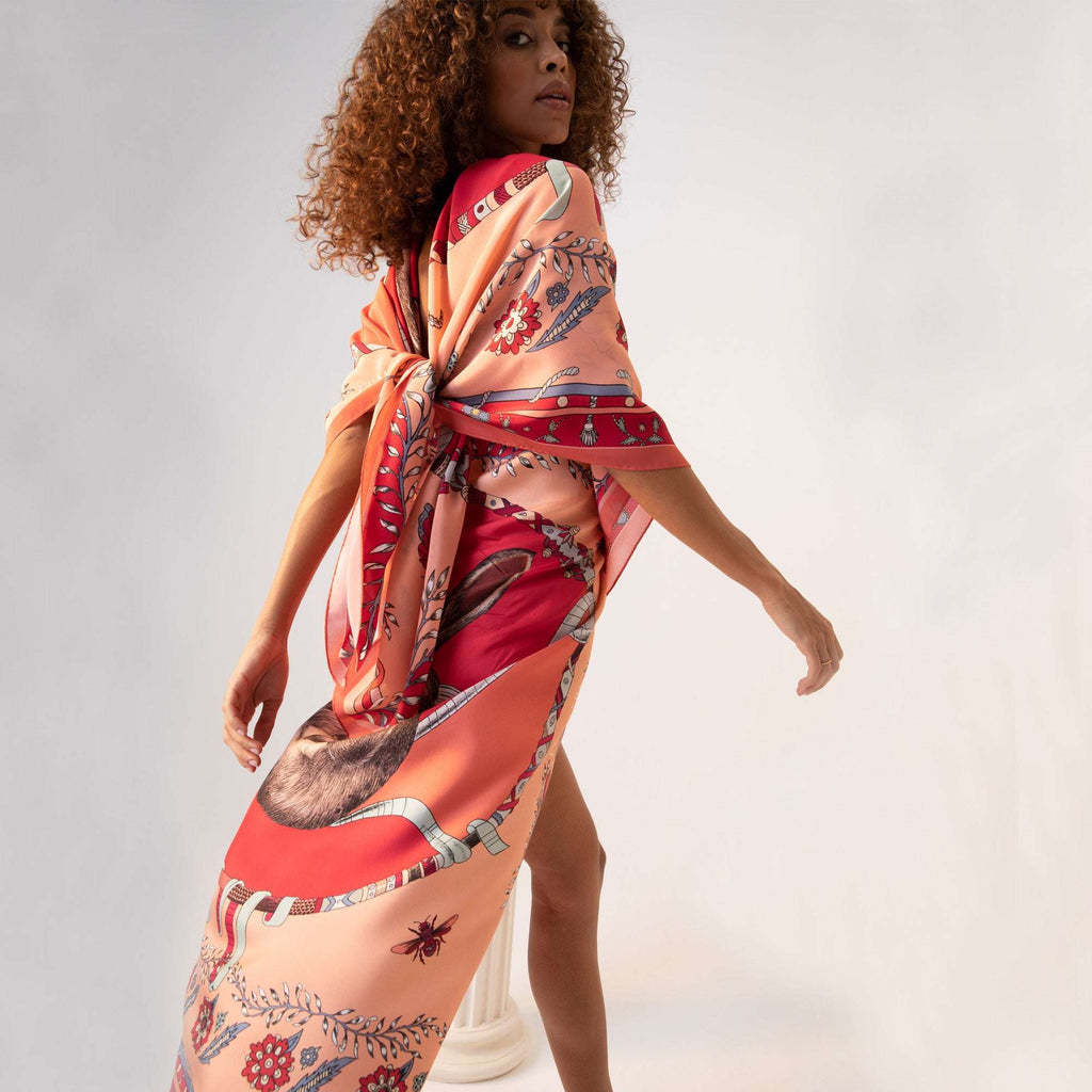 Healer Time / Tavşan & Güvercin Tozpembe İpek Krep 135 cm Şal