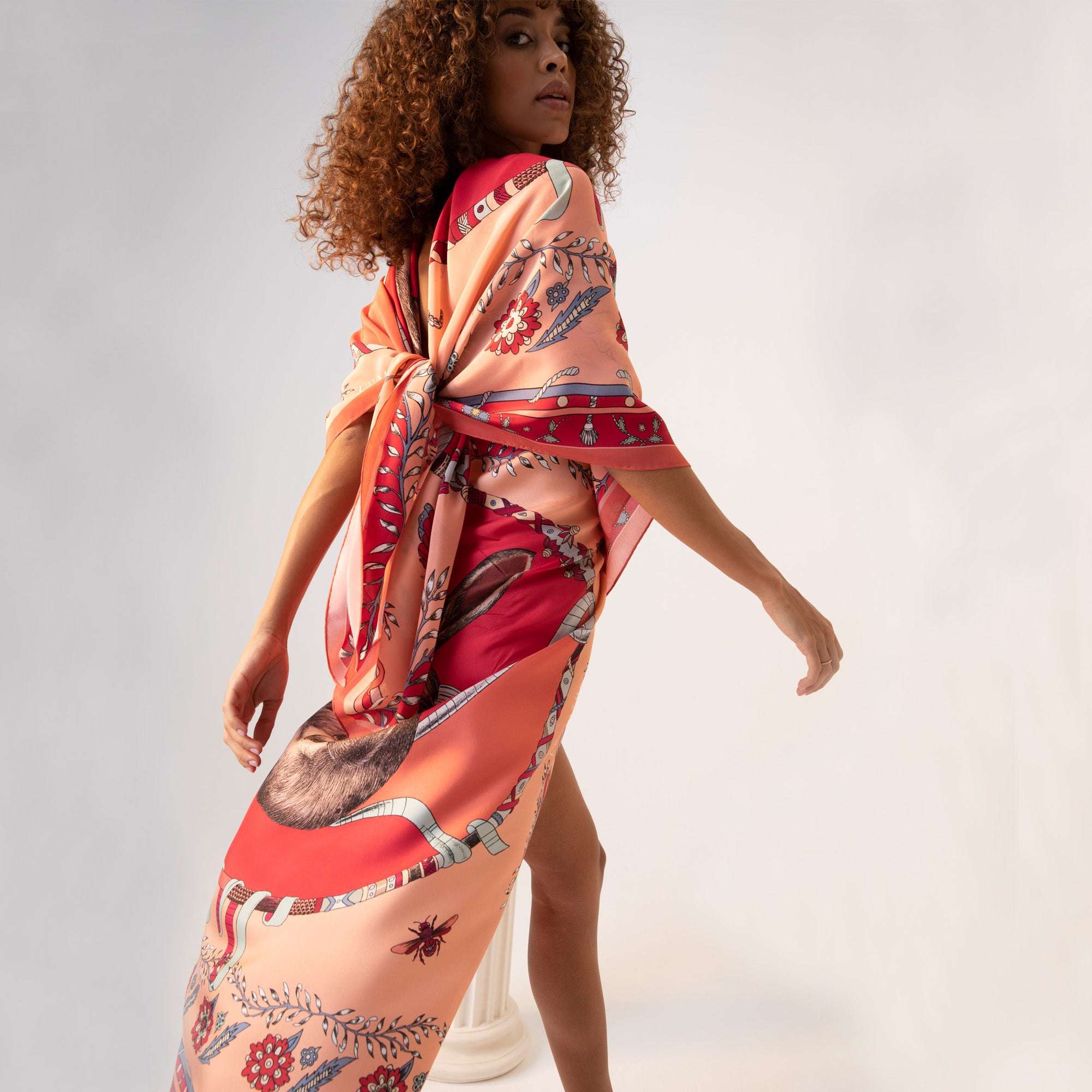 Healer Time / Tavşan & Güvercin Tozpembe İpek Krep 135 cm Şal