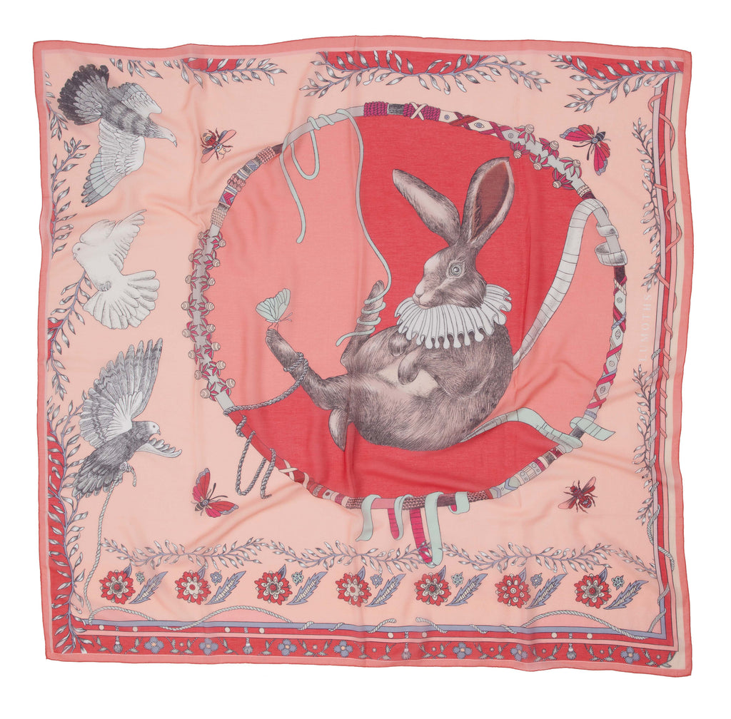Healer Time / Rabbit &amp; Dove Dusty Pink Silk Cotton 135 cm Shawl