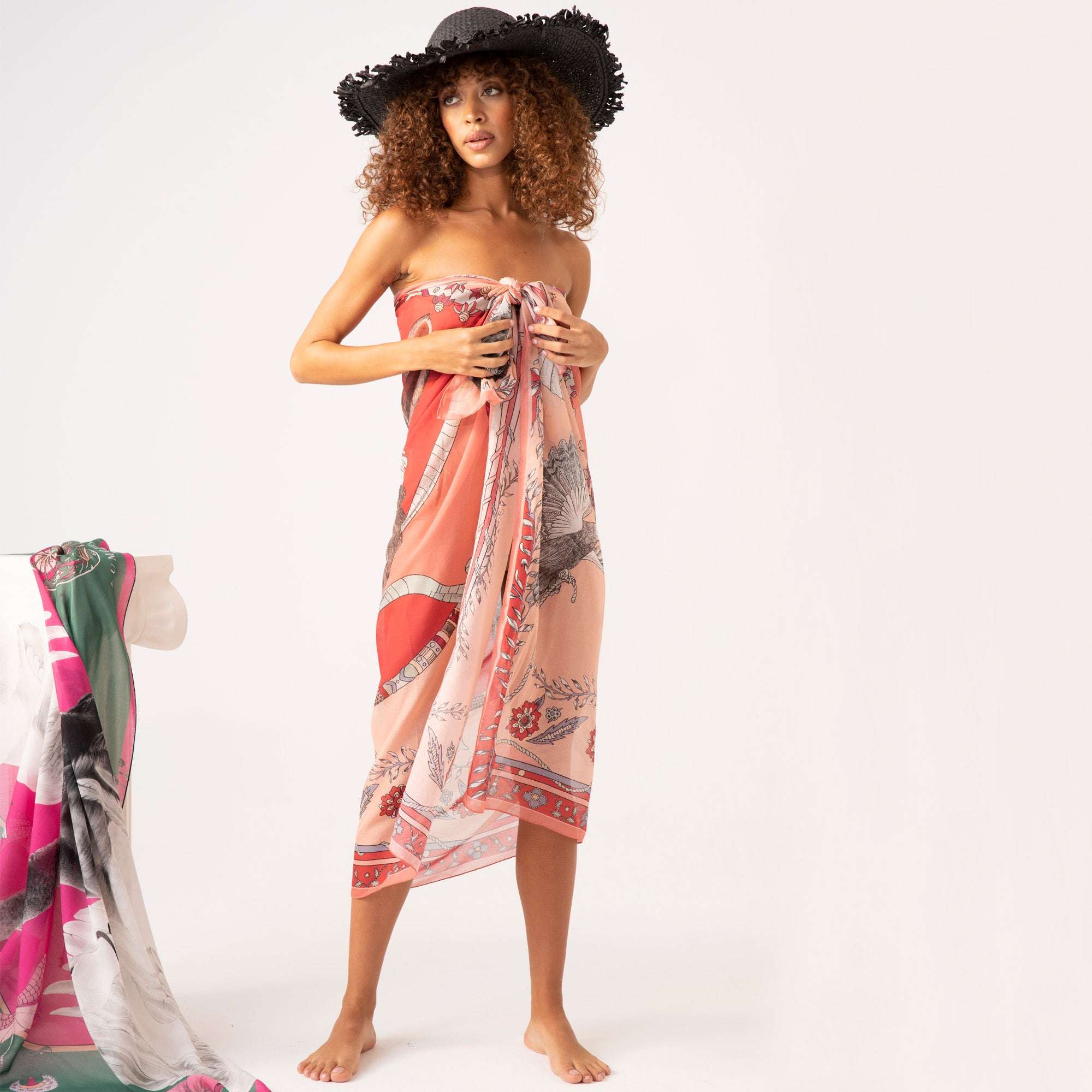 Healer Time / Tavşan & Güvercin Tozpembe İpek Koton 135 cm Şal