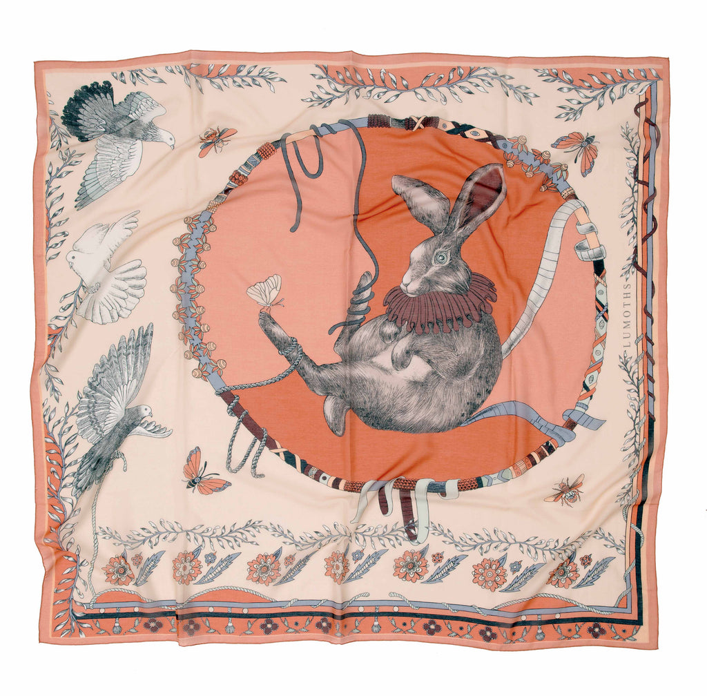 Healer Time / Tavşan & Güvercin Ekru İpek Koton 135 cm Şal