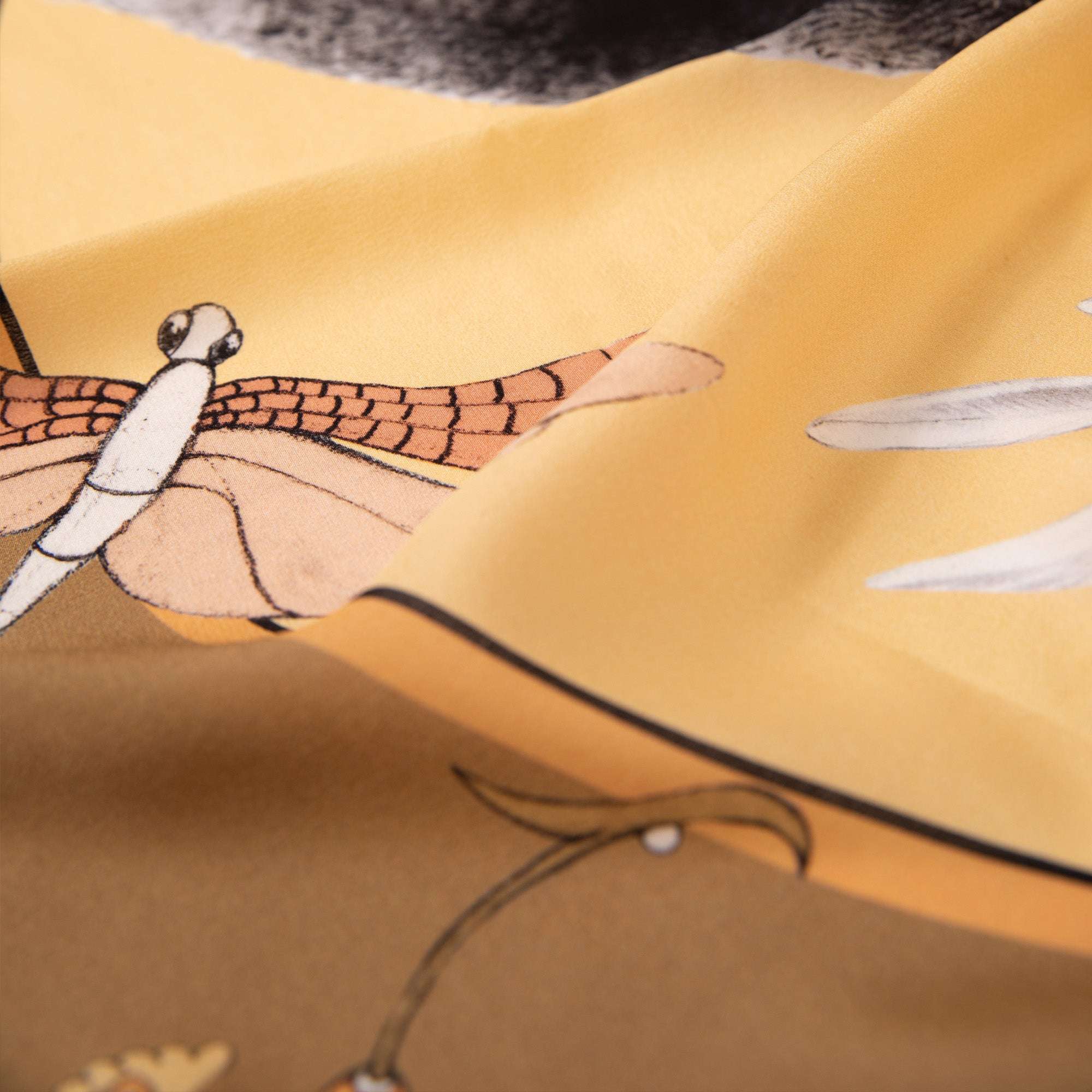 Cabala / Kuğular & Orkideler Haki İpek Krep 135 cm Şal