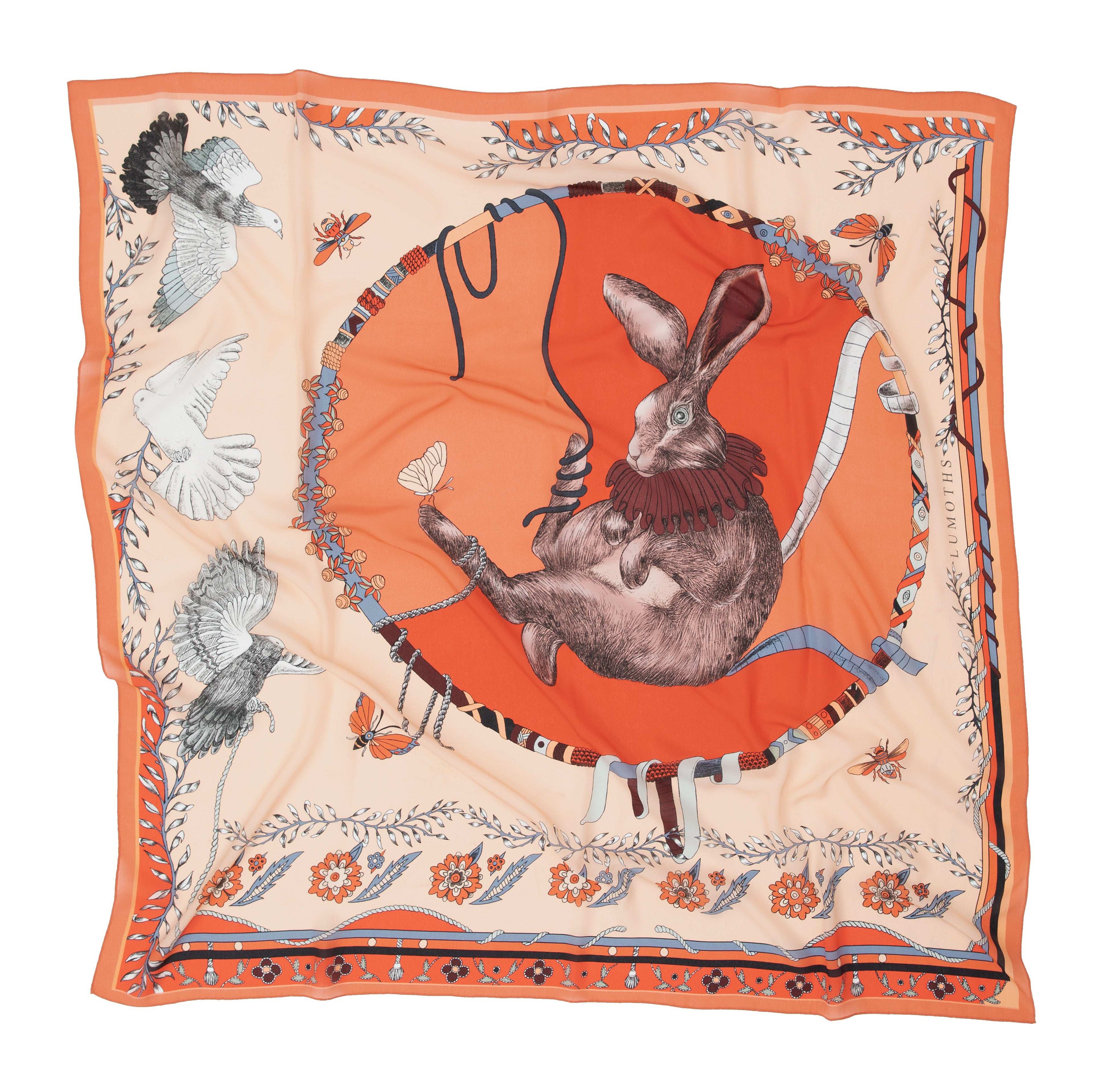 Healer Time / Tavşan & Güvercin Ekru İpek Krep 135 cm Şal