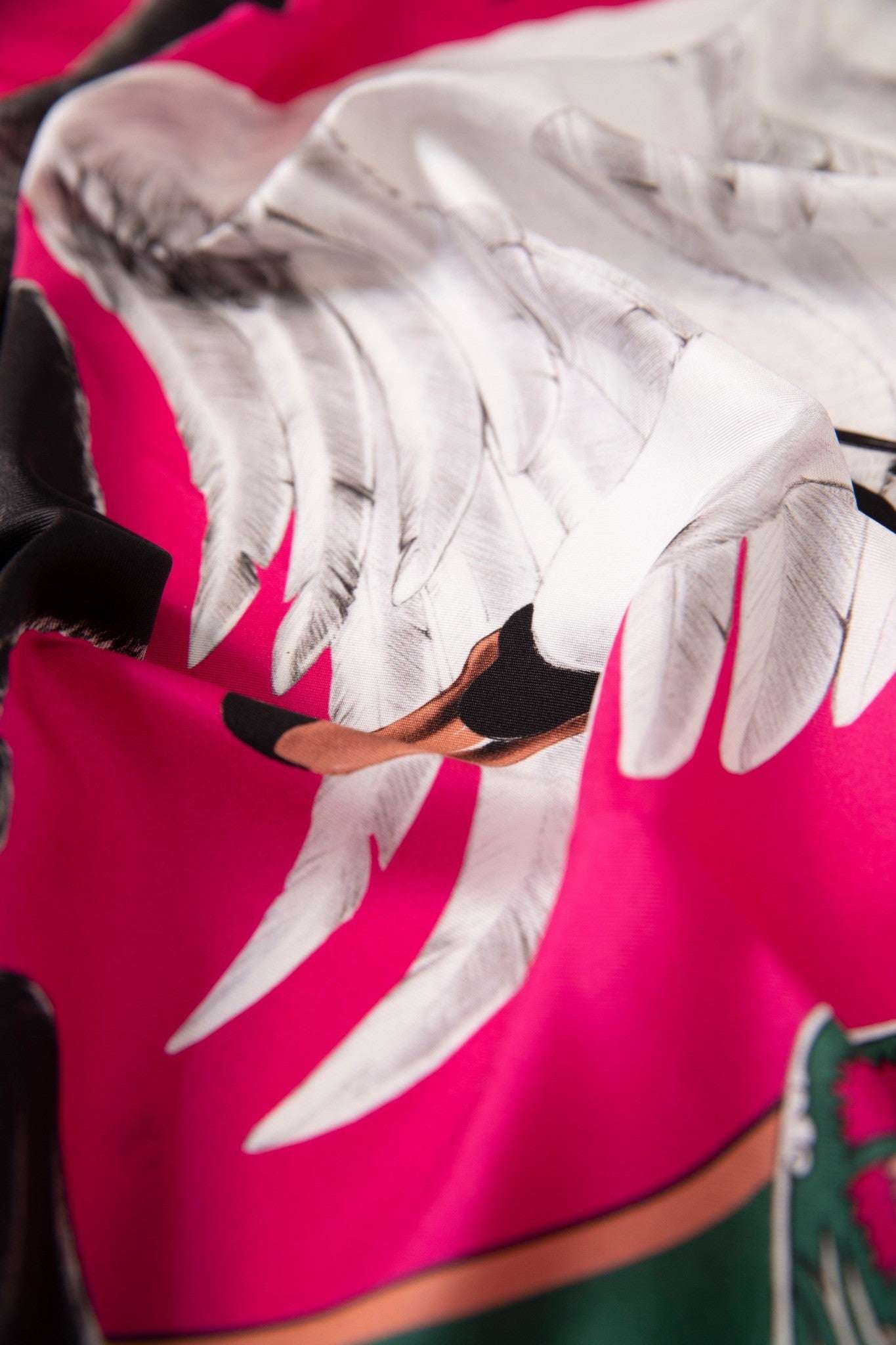 Cabala / Kuğular & Orkideler Yeşil İpek Twill 53 cm Bandana Fular